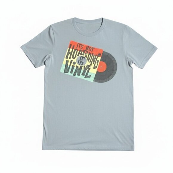 Academy Men's Short Sleeve Crew Neck Gray Record Graphic T-Shirt - Picture 1 of 5